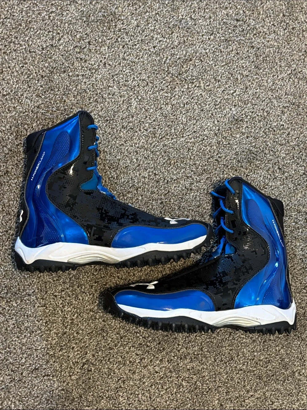 Under Armour Brawler Men’s Hightop Football Cleat Black/Blue Size 12.5